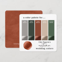 Rust Hunter Green Fall Wedding Colour Palette Card
