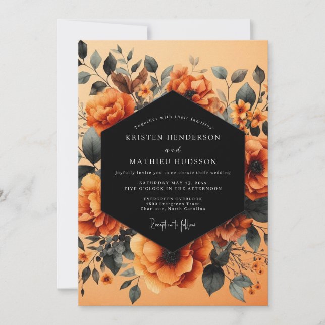 Rust Indigo Autumnal Wedding Invitation (Front)