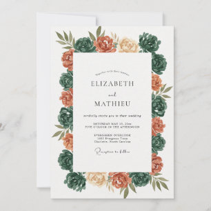 Rust Jade Petal Wedding Invitation