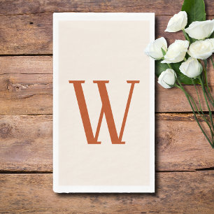 Rust Large Modern Custom Initial   Linen Napkin