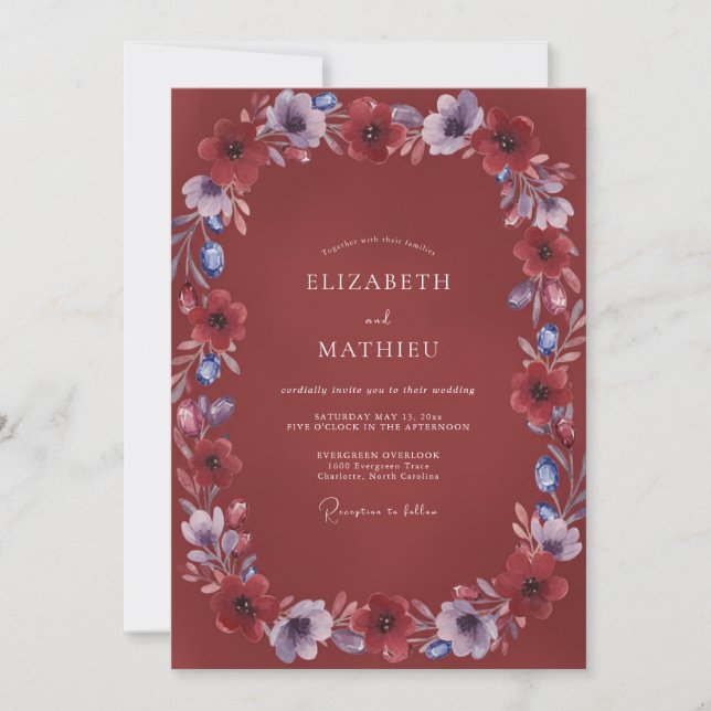 Rust Lavender Wreath Wedding Invitation (Front)