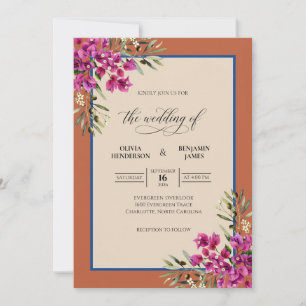 Rust Magenta Wildflower Wedding Invitation