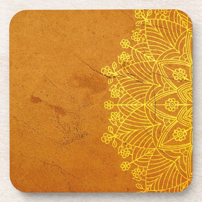 Rust Mandala Zen Rustic Body Mind Spirit Coaster (Front)