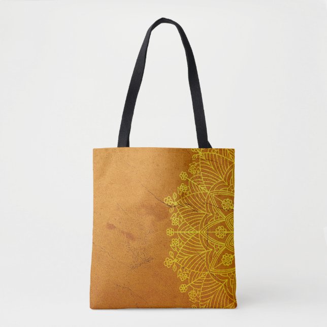 Rust Mandala Zen Rustic Body Mind Spirit Tote Bag (Front)