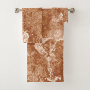 Rust Marble abstract Bath Towel Set