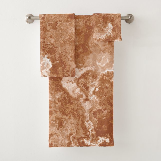 Rust Marble abstract Bath Towel Set (Insitu)
