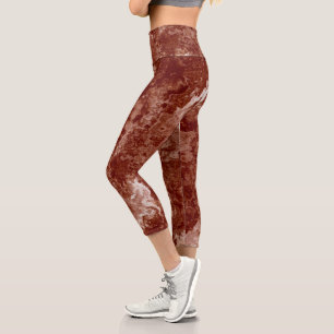 Rust Marble Swirl Abstract Capri Leggings