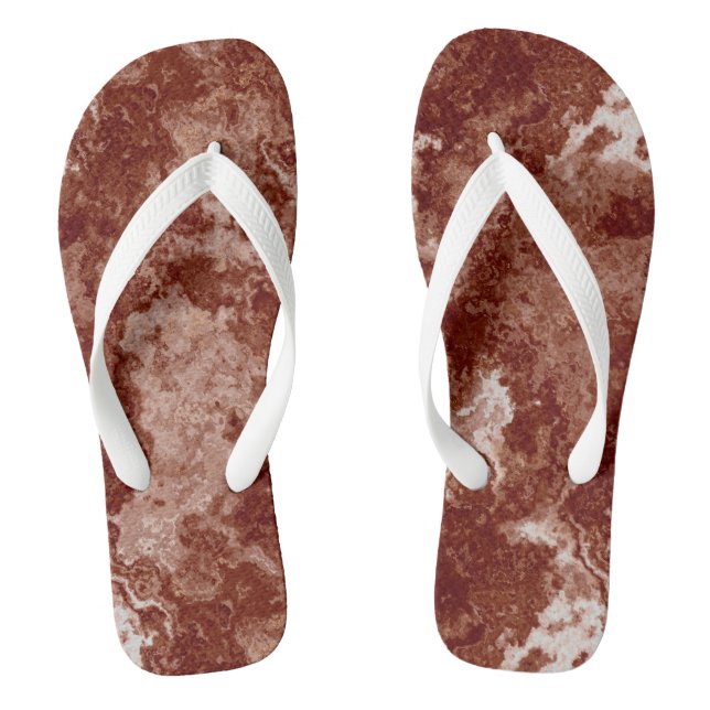 Rust Marble Swirl Abstract Flip Flops (Footbed)