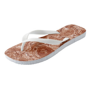 Rust Marble Swirl Abstract Flip Flops