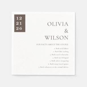 Rust Minimal Modern Wedding Fun Facts Paper Napkin