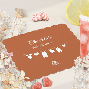 Rust Minimalist Boho Gender Neutral Baby Shower Paper Coaster