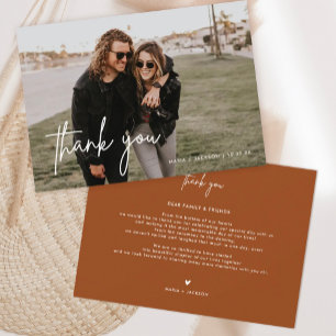 Rust Minimalist Wedding Photo Thank You Cards