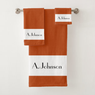 Rust Modern and Elegant Monogram Signature Bath Towel Set