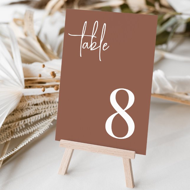 Rust Modern Handwritten + Classic Serif Table Number (Creator Uploaded)
