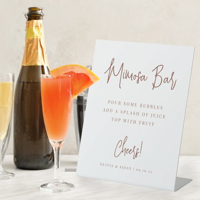 Rust | Modern Handwritten Script Mimosa Bar Pedestal Sign (Creator Uploaded)
