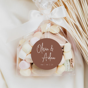 Rust   Modern Handwritten Script Wedding Classic Round Sticker