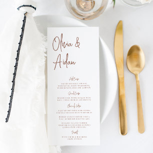 Rust   Modern Handwritten Script Wedding Menu