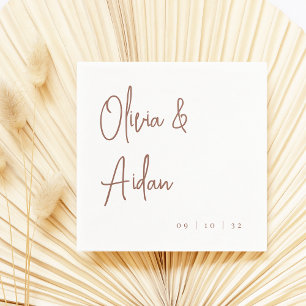 Rust   Modern Handwritten Script Wedding Napkin