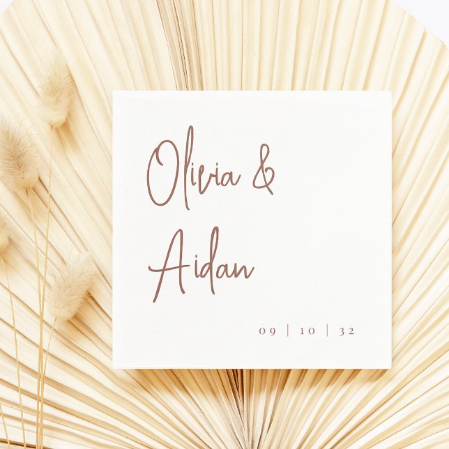 Rust | Modern Handwritten Script Wedding Napkin (Creator Uploaded)