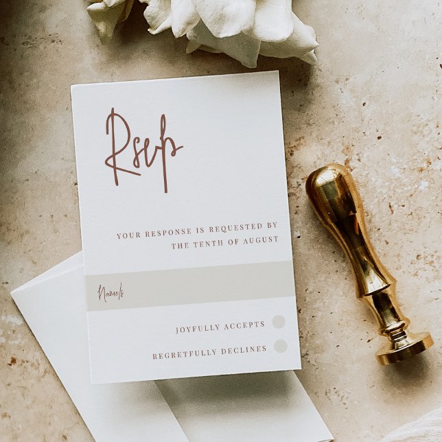 Rust | Modern Handwritten Script Wedding RSVP Card (Creator Uploaded)