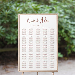 Rust   Modern Handwritten XL Wedding Seating Chart