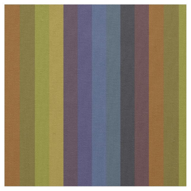 Rust, Mustard & Indigo Retro Stripes Fabric (Close Up)