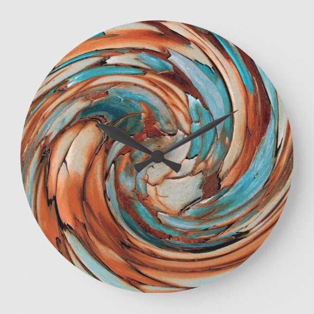 Rust N Blue Abstract Art Wall Clock (Front)
