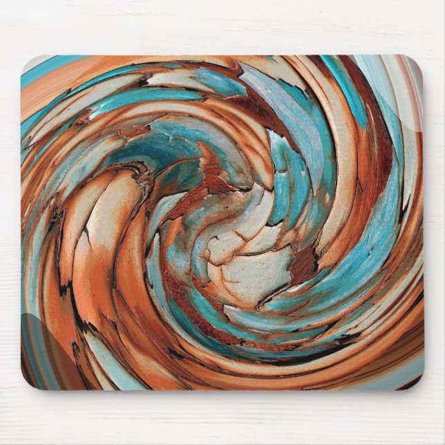Rust N Blue Abstract Dolphin Art Mouse Pad (Front)