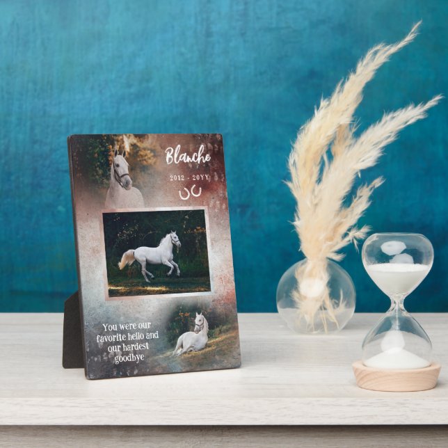 Rust & Navy Favourite Hello Horse Photo Memorial Plaque (Side)