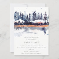 Rust Navy Winter Pine Forest Snow Bridal Shower