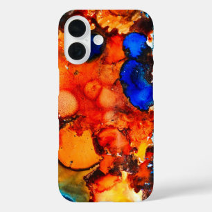 Rust orange abstract art ink iPhone 16 case