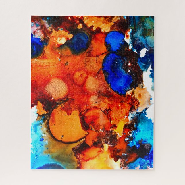 Rust orange abstract art ink jigsaw puzzle (Vertical)