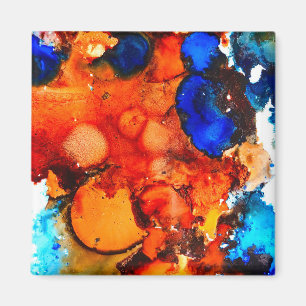 Rust orange abstract art ink magnet