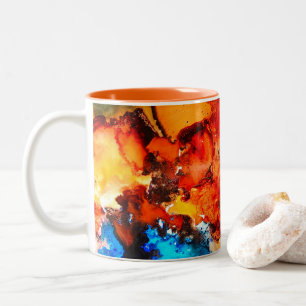 Rust orange abstract art ink Two-Tone coffee mug