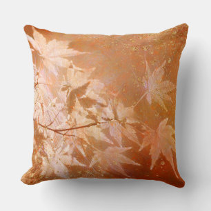 Rust Orange Autumn Leaves And Gold Accents Cushion