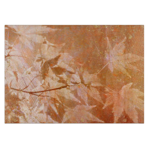 Rust Orange Autumn Leaves And Gold Accents Cutting Board