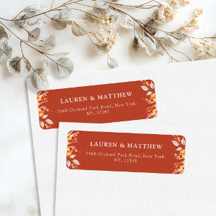 Rust Orange Boho Floral Wedding Return Address