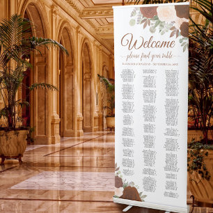 Rust Orange Boho Roses Alphabetical Seating Chart Retractable Banner