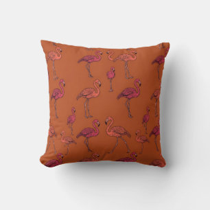 Rust Orange Flamingo Pillow