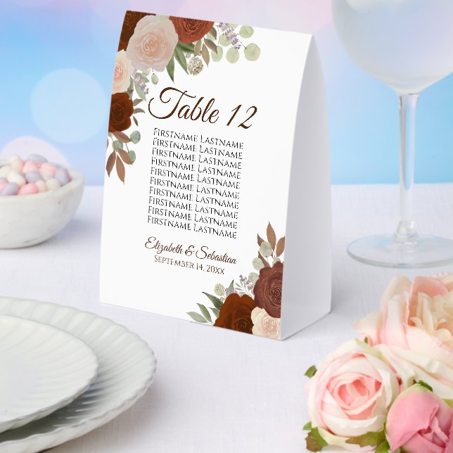 Rust Orange Floral Wedding Seating Chart & Number (Insitu(Wedding))