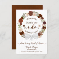 Rust Orange Floral Wreath Be My Maid of Honour Car