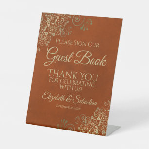 Rust Orange & Gold Please Sign our Guest Book Sign