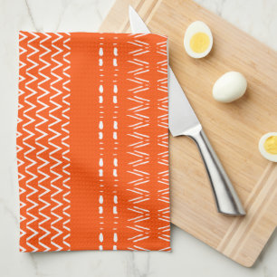 Rust Orange Modern Mudcloth Kitchen Towel