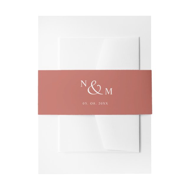 Rust Orange Modern Simple Wedding Invitation Belly Band (Front Example)