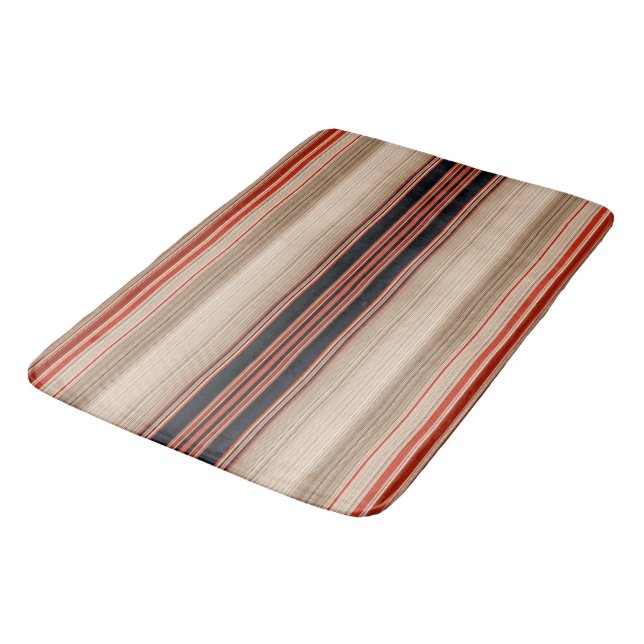 Rust Orange Modern Stripes   Bath Mat (Angled)