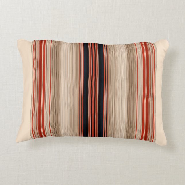 Rust Orange Modern Stripes Decorative Cushion (Back)