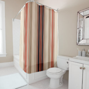 Rust Orange Modern Stripes   Shower Curtain