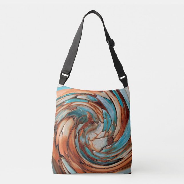 Rust Orange N Teal Blue Abstract Art  Crossbody Bag (Front)