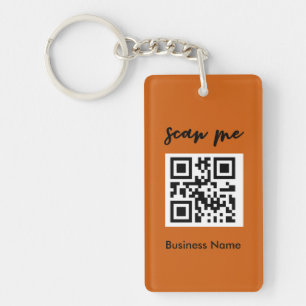 Rust Orange QR Code Business Card Your Logo   Key Ring
