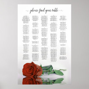 Rust Orange Rose Chic Alphabetical Seating Chart